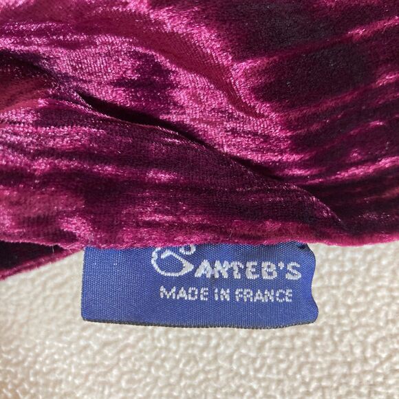 Vtg Ganteb's Silk Blend Scarf and Glove Set Made in France Burgundy Black Velvet - Picture 6 of 14